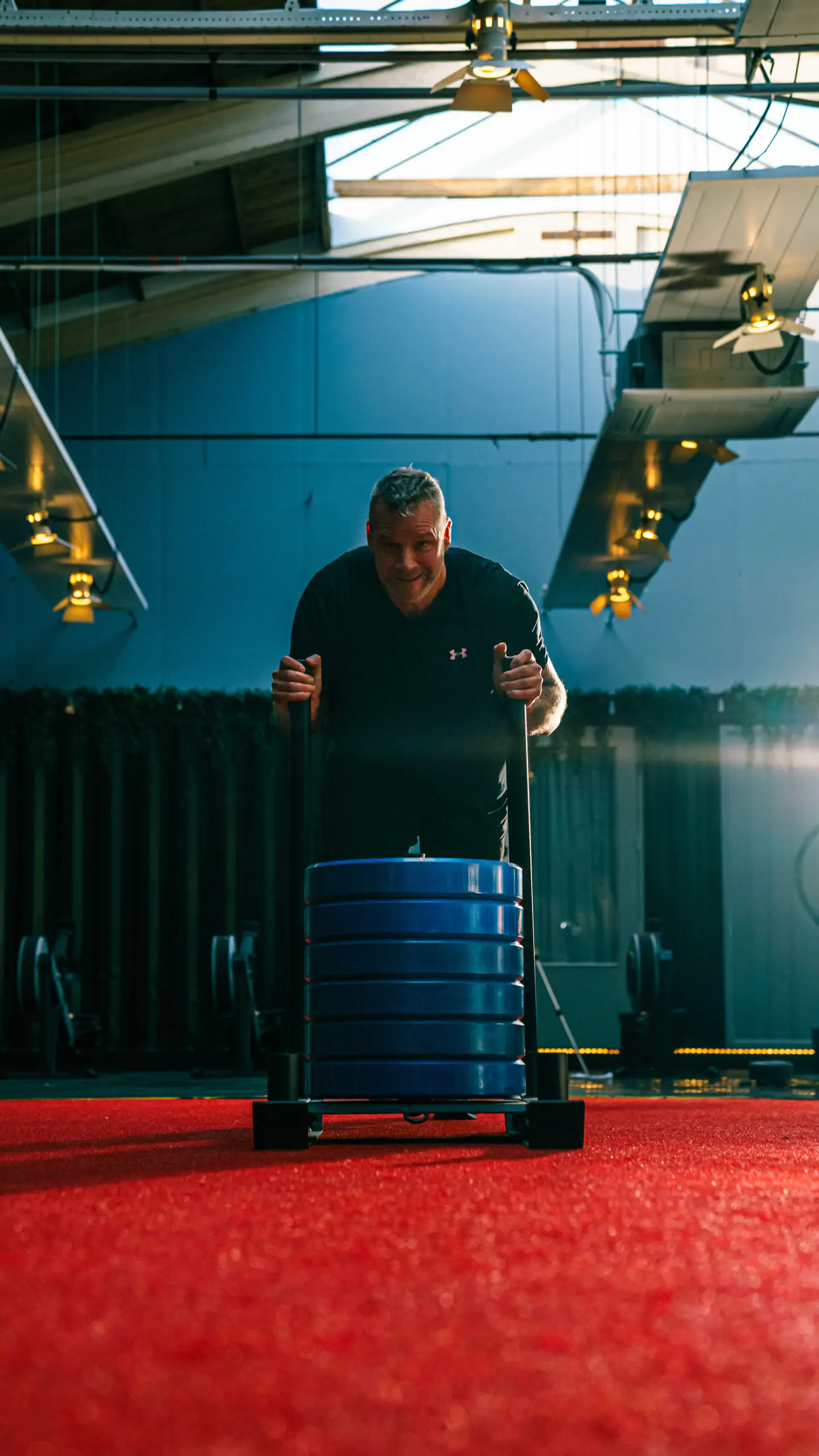 Sled push is een oefening uit de hybrid trainingen van The Kettlebell Club